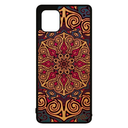 Coque silicone Note 10 lite bois Mandala rosace bouddhisme tibetain etui Violet A81 TPU imprimé indien made in France Samsung galaxy
