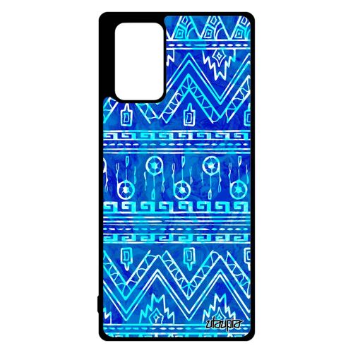 Coque pour Samsung Galaxy Note 20 silicone Motif azteque ethnique texture original fantaisie motif bleu dessin tribal housse alu 4G