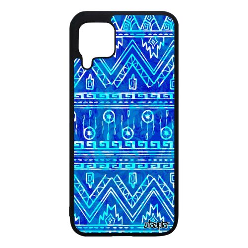 Coque silicone P40 Lite Motif azteque original dessin Nova 7i mobile ethnique jolie coloré souple fantaisie motif etui bleu Huawei