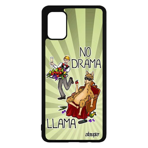 Coque Samsung A71 Silicone No Drama Lama Etui Comique Animal Drole Noir Humour Dramalama Texte Llama Bd Rigide Vert Cartoon Galaxy