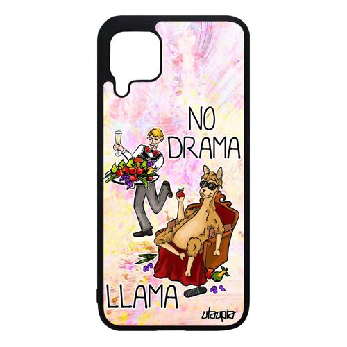 Coque no drama lama Huawei P40 Lite silicone cartoon llama design texte comique drole etui 4G dessin dramalama jaune humour housse