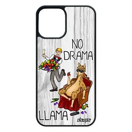 Coque Pour Iphone 12 / 12 Pro Silicone Drole No Drama Lama Bande Dessinée Humour Humoristique Original Gris Texte Design Case