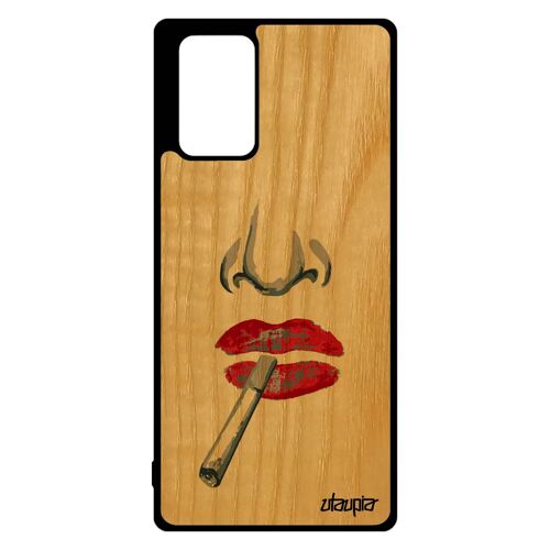 Coque Bois Telephone Pour Note 20 Silicone Femme Tpu Rouge Fatale Levres Noir Smack Abstrait Cover Smartphone Art De Samsung Galaxy