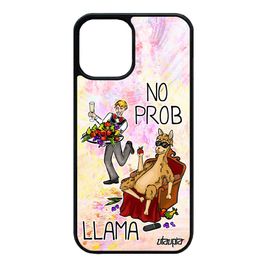Coque Pour Iphone 12 Mini Silicone Drole No Prob Lama Personnalisé Texte Comique Cartoon Dessin Bumper Jaune Humour Llama Case