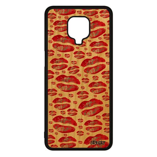 Coque Smack Xiaomi Redmi Note 9 Pro En Bois Silicone Rouge Housse Levres Bisou Telephone Glamour Cigarette Portable Clope Motif Tpu