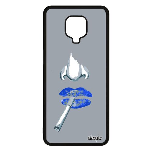 Coque Antichoc Pour Xiaomi Redmi Note 9s Silicone Fumeuse Bumper Bisou Etui Levres Abstrait Telephone Bouche Cigarette Bleu Femme De