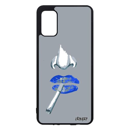 Coque Fumeuse A41 En Silicone Bleu Bouche Femme 4g Levres Portable Noir Telephone Abstrait Cover Bisou Cigarette Samsung Galaxy