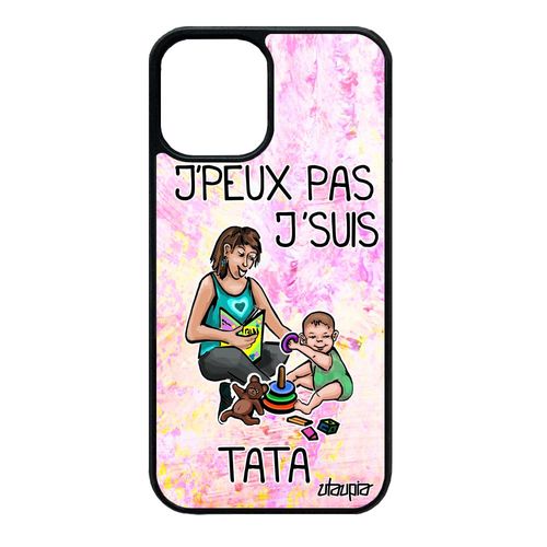 Coque Pour Iphone 12 Mini Silicone Humour J'peux Pas J'suis Tata Portable Enfant Violet Jpeux Telephone Dessin Made In France