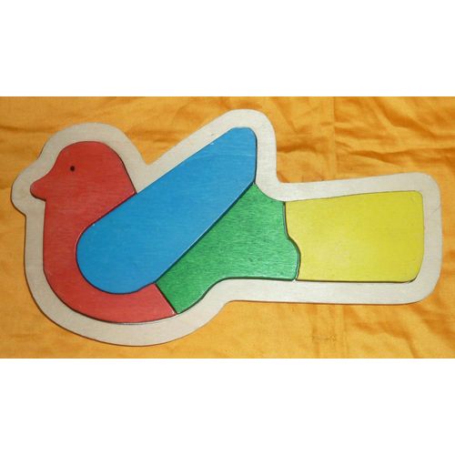 Mon Premier Puzzle En Bois Oiseau Multicolore 4 Pièces
