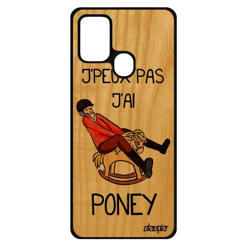 Coque Pour Samsung A21s Bois Naturel Silicone J'peux Pas J'ai Poney Humour Comique Drole Cheval Unique Telephone Rigide Etui Galaxy
