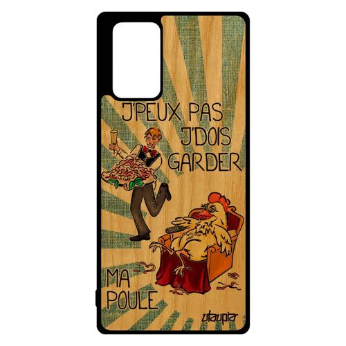 Coque Pour Samsung Note 20 En Bois Silicone J'peux Pas J'dois Garder Ma Poule Etui Coq Comique Humour Cartoon Jpeux Texte Je Galaxy