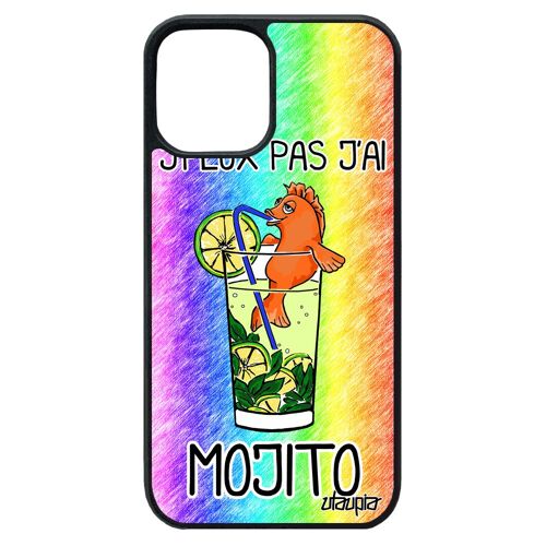 Coque iPhone 12 pro max silicone j'peux pas j'ai mojito drole humoristique bourré comique texte Vert bd telephone housse de