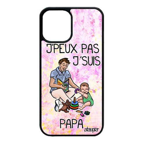 Coque Pour Iphone 12 Mini Silicone J'peux Pas J'suis Papa Humour Drole Père Violet Texte Je Comique Jpeux Dessin Mobile Enfant