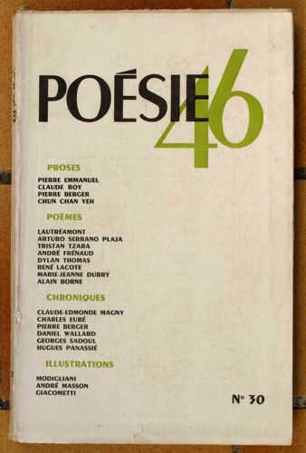Poesie 46  N° 30 : Lauteamont, Tzara...