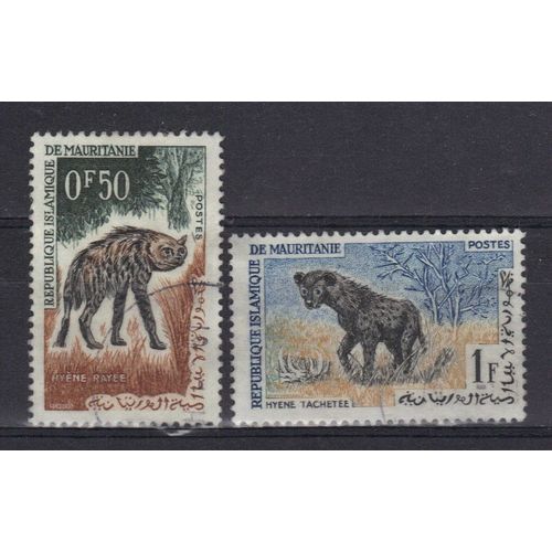 Mauritanie 1963 : Faune : Animaux Divers : Hyène Rayée / Hyène Tachetée - Série De 2 Timbres Oblitérés