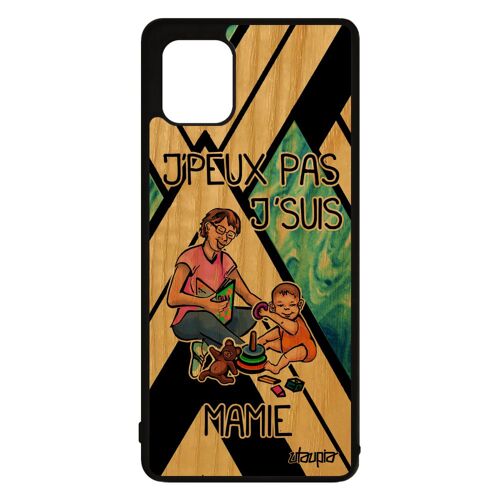 Coque Note 10 lite bois silicone j'peux pas j'suis mamie mobile naissance fille mamy bleu bd humour grand mere je de Samsung galaxy