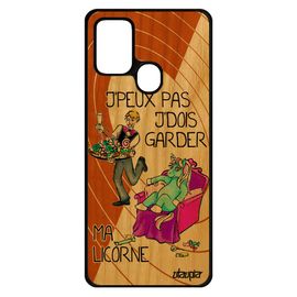 Coque Bois Pour Samsung Galaxy A21s Silicone J'peux Pas J'dois Garder Ma Licorne Orange Texte Cover Je Telephone Animaux Drole