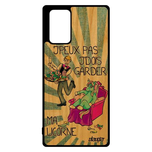 Coque Samsung Note 20 bois silicone j'peux pas j'dois garder ma licorne humour smartphone case poney bleu TPU jpeux etui je galaxy