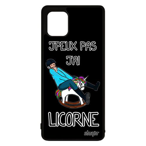 Coque Note 10 lite silicone j'peux pas j'ai licorne bd humoristique cheval design drole Noir case humour comique de Samsung galaxy