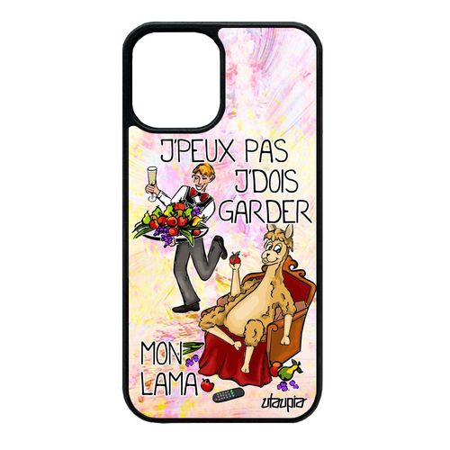 Coque Iphone 12 Mini Silicone Jpeux Pas J'dois Garder Mon Lama Texte Dessin Cartoon Humour Comique Animaux Je Violet Etui De