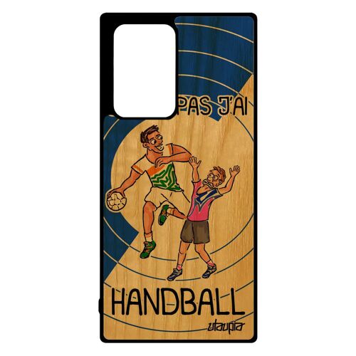 Coque Note 20 ultra en bois silicone humour j'peux pas j'ai handball drole etui Bleu humoristique bande dessinée hand Samsung galaxy