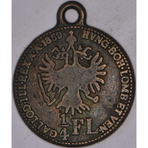 Médaille Avec Monnaie De 1/4 Florin - Gal Lod Ill Rex A A 1859 - K020