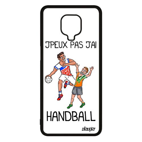Coque Xiaomi Redmi Note 9s silicone j'peux pas j'ai handball bande dessinée portable hand humoristique drole housse sport Blanc TPU