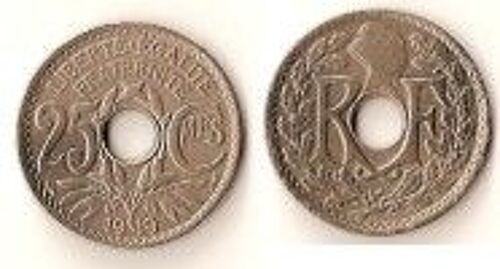 France = Pièce De 25 Centimes, Type Lindauer, Année 1919, En Nickel.