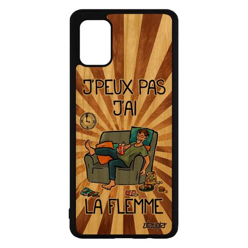 Coque Bois Samsung A71 Silicone J'peux Pas J'ai La Flemme Je Housse Jpeux Casanier Humour Feignant De Protection Dessin Texte Galaxy