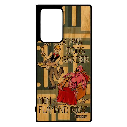 Coque Galaxy Note 20 Ultra En Bois Silicone J'peux Pas J'dois Garder Mon Flamand Rose Je Gris Oiseau Unique Comique Humour Samsung