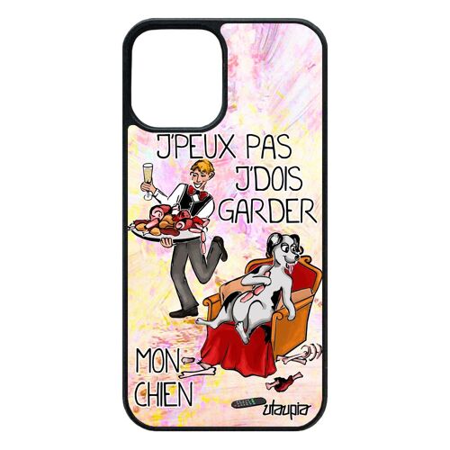 Coque pour 12 pro/iPhone 12 en silicone humour j'peux pas j'dois garder mon chien 256 Go jpeux animaux de protection violet je