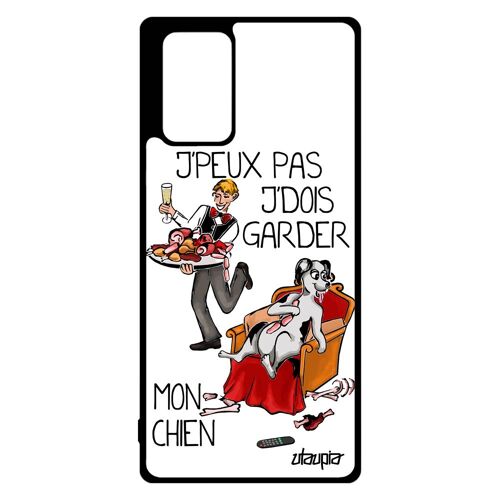 Coque Samsung Galaxy Note 20 silicone j'peux pas j'dois garder mon chien je blanc drole texte 4G cartoon animal de compagnie bumper