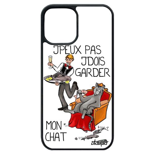 Coque Pour Iphone 12 Pro Max En Silicone J'peux Pas J'dois Garder Mon Chat Telephone Blanc Cartoon Bumper Antichoc Texte Drole