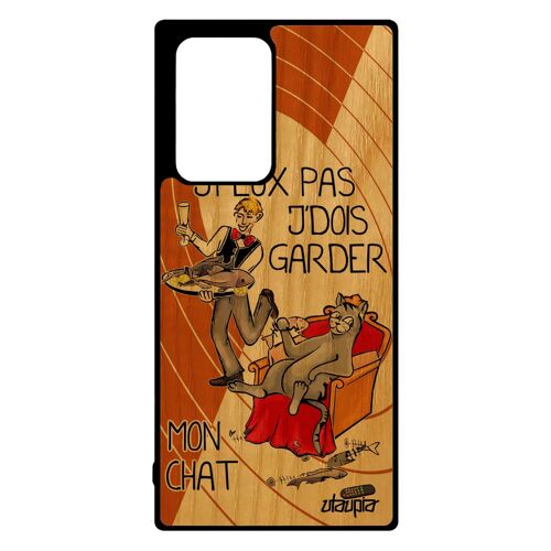 Coque Note 20 Ultra En Bois Silicone J'peux Pas J'dois Garder Mon Chat Case Humour Cartoon Texte Je Telephone Jpeux Samsung Galaxy