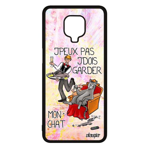 Coque Silicone Xiaomi Redmi Note 9s Humour J'peux Pas J'dois Garder Mon Chat Cartoon Animaux Case Violet Chaton Cadeau Anniversaire