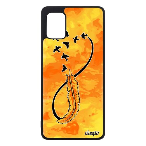 Coque pour A31 silicone infini oiseau de protection Jaune amour cadeau d'anniversaire SM-A315G personnalisé univers Samsung galaxy