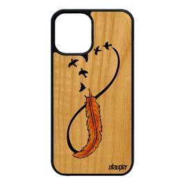 Coque Bois Veritable Silicone Pour Iphone 12 Mini Infini Amour Mobile Housse Sans Fin Plume Bumper Jaune Case Nuage Tpu Oiseau