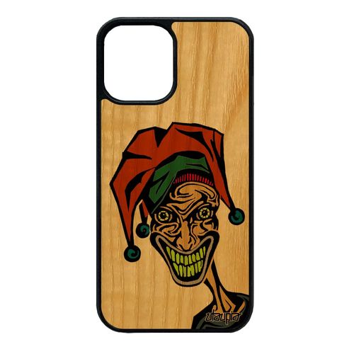 Coque En Bois Iphone 12 Mini Silicone Joker Cartoon Antichoc Orange Telephone Motif Drole Smile Horreur Mobile Comics Pas Cher