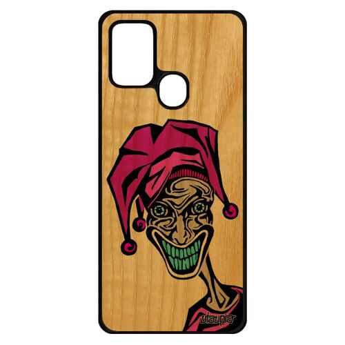 Coque silicone pour Samsung Galaxy A21s bois Joker comics rose horreur drole dessin cartoon bd humour portable clown made in France