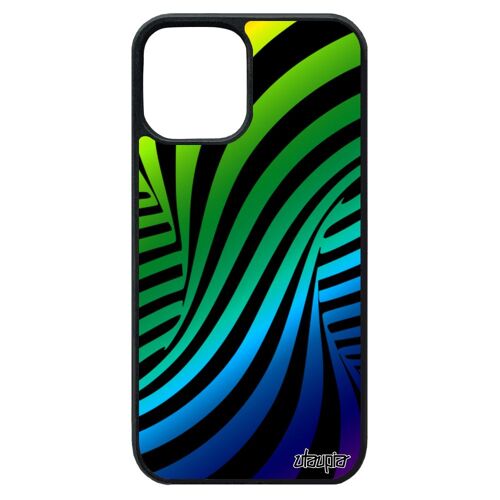 Coque pour iPhone 12 pro max silicone illusion d'optique rigide design gay pride case portable art visuel 3d tourbillon vert
