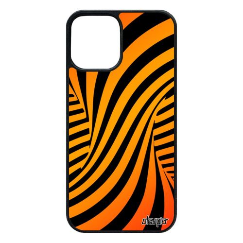 Coque silicone iPhone 12 / 12 pro illusion d'optique orange bumper moderne smartphone 3d tourbillon effet alu magie graphique