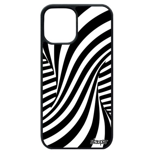 Coque silicone iPhone 12 pro max illusion d'optique noir et blanc effet housse dessin case noir telephone bicolore magie 3d de
