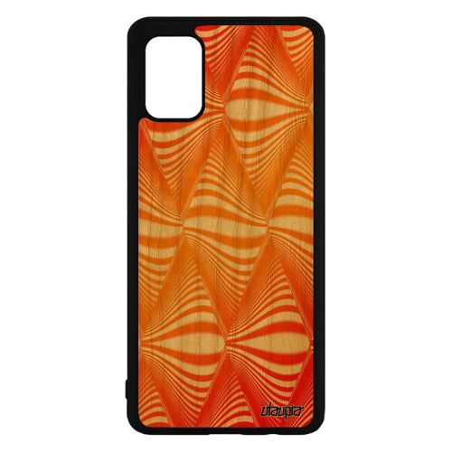 Coque A71 Bois Silicone Illusion D'optique Moderne Triangle 4g Orange Magie Portable Graphique Noir Losange Vague De Samsung Galaxy