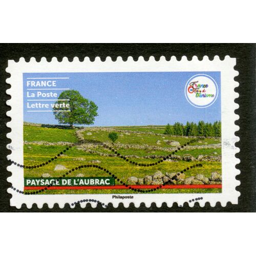 Timbre Oblitéré Paysage De L'aubrac, France, La Poste, Lettre Verte, France Terre De Tourisme