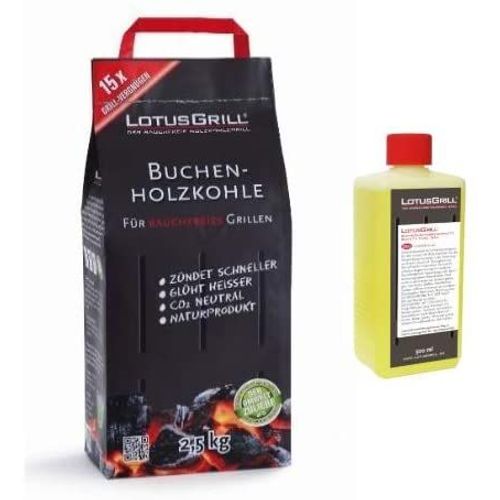 Kit Charbon De Bois De Hêtre 2,5 Kg + 1 X 500 Ml De Gel Combustible