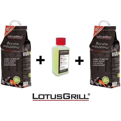 Kit Charbon De Bois De Hêtre 2 X 2,5 Kg + 1 Pack Gel 200ml Pour Allumage - Original Lotus Grill