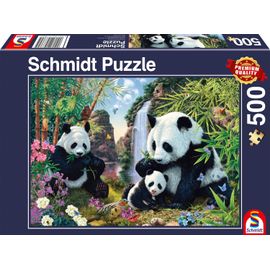 Puzzles La Famille Panda À La Cascade, 500 Pcs