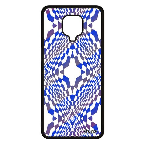 Coque Illusion D'optique Pour Xiaomi Redmi Note 9s Silicone Effet Case Mirage Unique Graphique Bicolore Bleu Geometrie Etui Losange