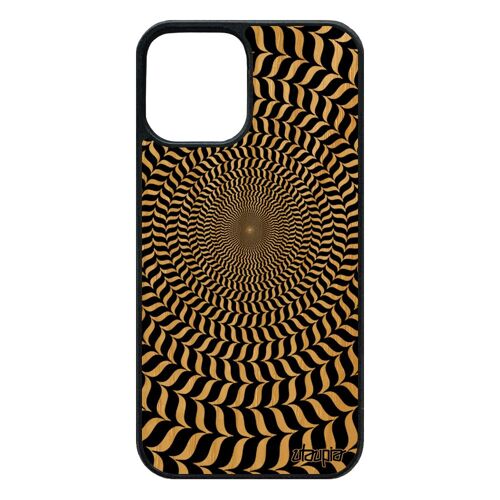 Coque Pour Iphone 12 / 12 Pro En Bois Silicone Illusion D'optique Case Effet Art Visuel Rond Rigide Cercle Bicolore Dessin