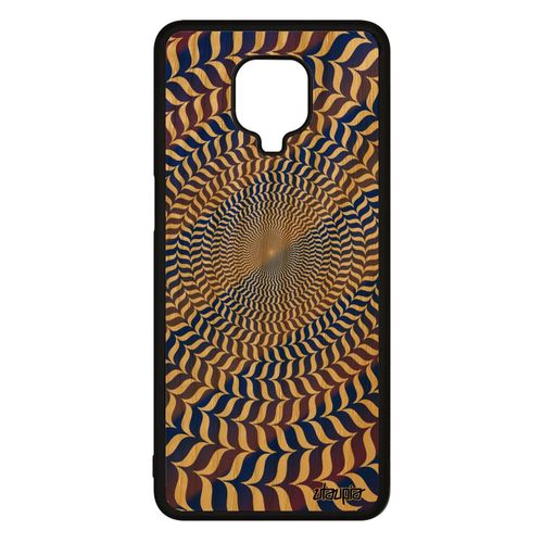 Coque Silicone Pour Xiaomi Redmi Note 9s Bois Illusion D'optique De Protection Smartphone Dessin Spirale Art Visuel Rond Magie Bleu